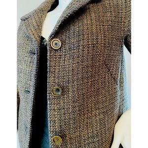 Talbots Black/Gold Tweed Elbow Jacket 12